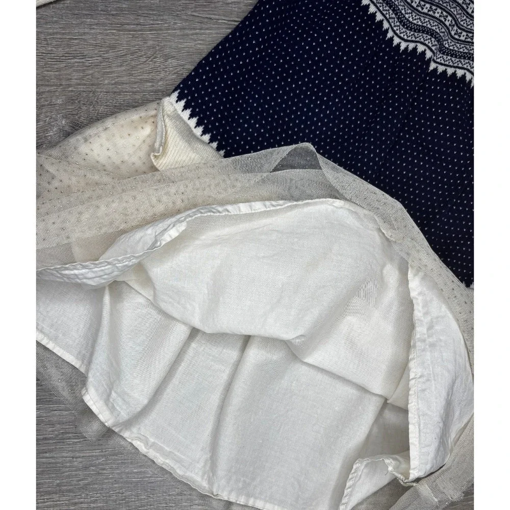 BabyGap Girls Sweater Dress Fair Isle Long Sleeve Navy Cream Tulle Skirt 4 Years